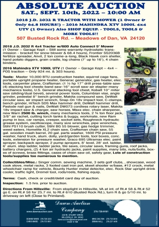 Absolute Auction, Dawn Auction Company, Hillsville, VA